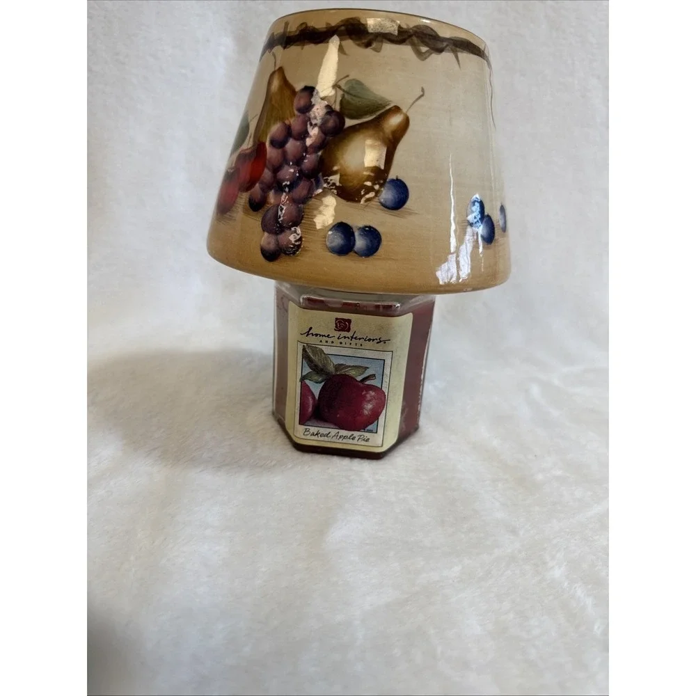 Home Interiors and Gifts Ceramic Jar Candle Topper‎ Fruit Motif Tan